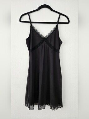H&M Black Lace-Trim Slip Dress